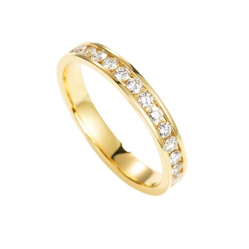 Wycian Schmuck Damen Ringe Vintage, Engagement Ring Gold 18 Karat Größe 54 (17.2) Moissanit Rundschliff Weiß Personalisiert Für Abschluss von Wycian