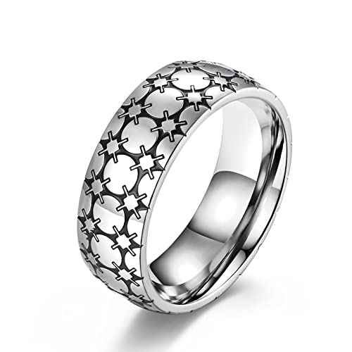 Wycian Silberne Ringe Damen, Männer Ringe Edelstahl Patch-Muster Größe 62 (19.7) Hochzeitsband für Ehefrau Ehemann von Wycian
