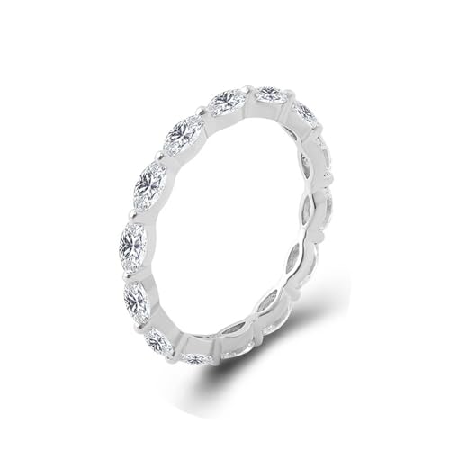 Wycian Trauringe Damen Einzeln Verlobungsring Damen Weißgold 14 Karat Moissanit Ewigkeit Größe 58 (18.5) Elegant für Mutter Jahrestag Personalisiert von Wycian
