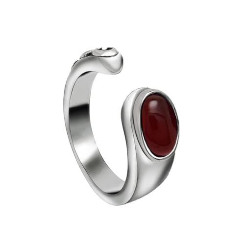 Wycian Trauringe Deko, Ringe Frauen Edelstahl Set Braun Größe 60 (19.1) 8.5mm Öffnen Sie mit Braunem Onyx Personalisiert für Mutter Jahrestag von Wycian