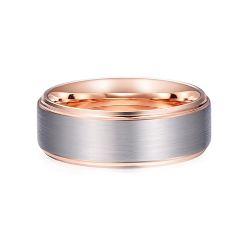 Wycian Trauringe Deko, Tungsten Ring Set Roségold Größe 49 (15.6) Matt Gebürstet Anpassbar für Frau Abschlussball von Wycian