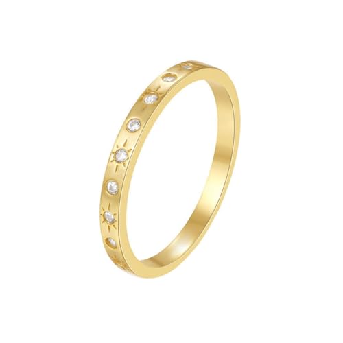 Wycian Trauringe Frauen Frauen Ring mit Stein Gold 14 Karat Gelbgold Au585 Runde Form Moissanit Größe 54 (17.2) Vorsteckring für Damen Elegant Schmuck von Wycian