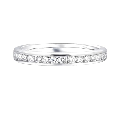 Wycian Trauringe Neu Verlobungsring Damen 49 18 Karat Weißgold Moissanit Größe 49 (15.6) Beliebt für Mutter Weihnachten Gravur von Wycian