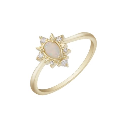 Wycian Trauringe Opal, Verlobungsring Damen Gold 18K Gelbgold Opal Birnenform mit Kubischer Zirkonia Weiß Größe 56 (17.8) für Muttertag von Wycian