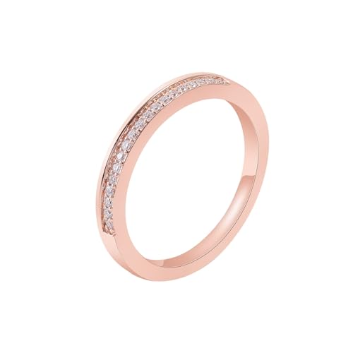Wycian Trauringe Vintage Ring Personalisiert Rosegold 9K Roségold Moissanit mit Half Eternity Moissanit Größe 62 (19.7) Elegant für Schwester Geburtstag Personalisierbar von Wycian
