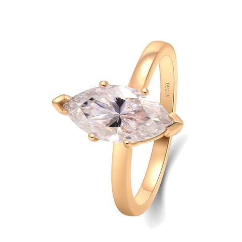Wycian Trauringe mit Stein, Eheringe 750 18K Gelbgold Moissanit Gelbgold 3CT 7X14mm Weiß Marquise-Form Größe 53 (16.9) für Damen Neujahr von Wycian