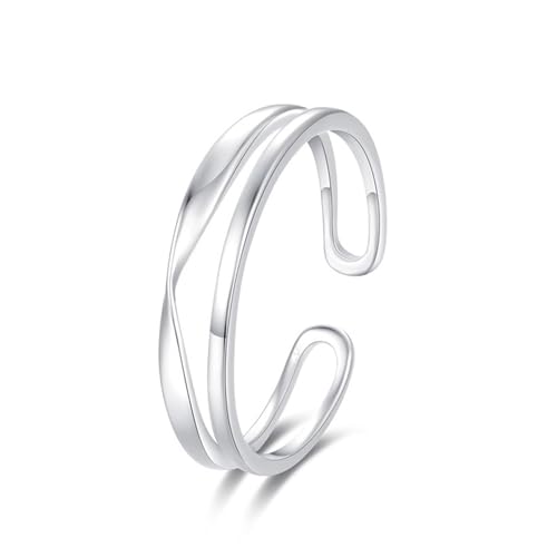 Wycian Verlobung Ring Frauen Damen Ring Weißsgold 9K Au375 Größe 52 (16.6) Vorsteckring für Mutter Einfach Schmuck Geschenk von Wycian