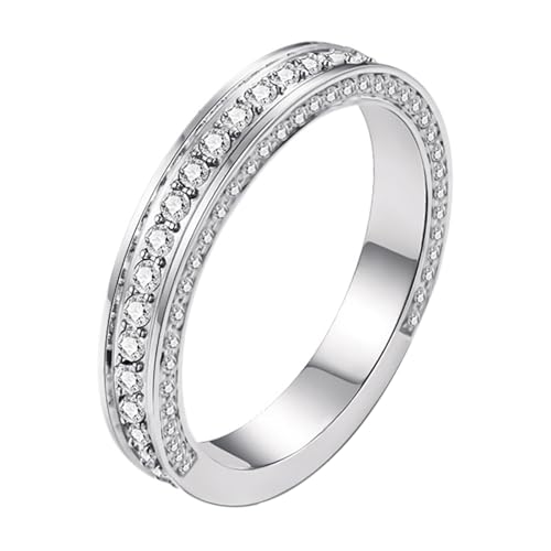 Wycian Verlobung Ring Frauen Frauen Ring Weißgold 18 Karat Moissanit Halbe Ewigkeit Runder Moissanit Größe 47 (15.0) Elegant für Frau Abschluss Personalisierbar von Wycian