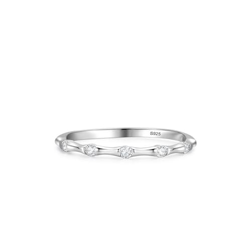 Wycian Verlobungsring 60 Bandring Silber 925er Sterlingsilber 1.8mm Zirkonia Bambusband mit Zirkon für Frau Abschluss von Wycian