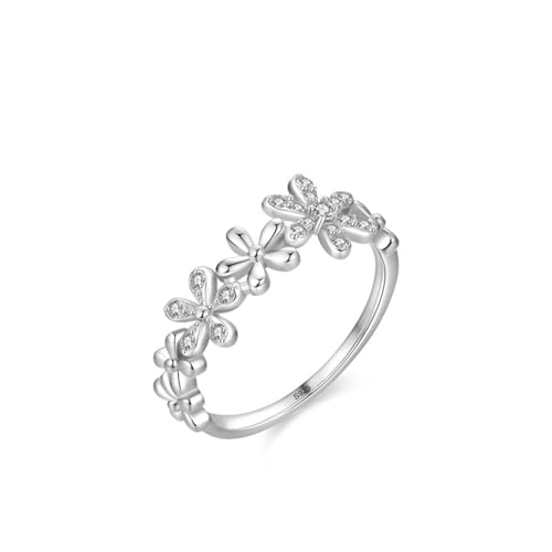 Wycian Verlobungsring 60 Silberring Damen 925er Sterlingsilber 1.9mm Zirkonia Blume für Frau Hochzeit von Wycian