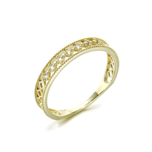 Wycian Verlobungsring Damen, Freundschaftsring Gold 18K Gelbgold Topas Weiß Runde Form Größe 47 (15.0) für Hochzeit von Wycian