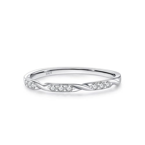 Wycian Verlobungsring Damen 54 Hochzeitsringe mit Stein 925er Sterlingsilber 1.5mm Möbiusband Verflochten für Mutter Muttertag von Wycian