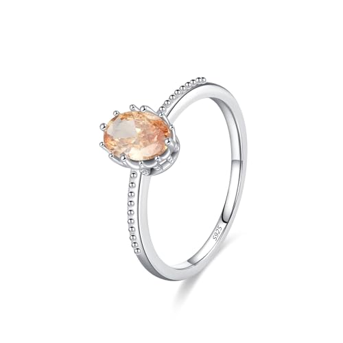 Wycian Verlobungsring Damen 54 Infinity Ring mit Stein 925er Sterlingsilber 1.4mm Schlichter Ovaler Solitär für Mutter Vatertag von Wycian