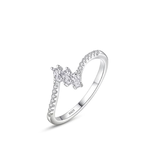 Wycian Verlobungsring Damen 54 Partner Ringe mit Stein 925er Sterlingsilber 1.6mm Vertikale Drei Steine für Mutter Neujahr von Wycian