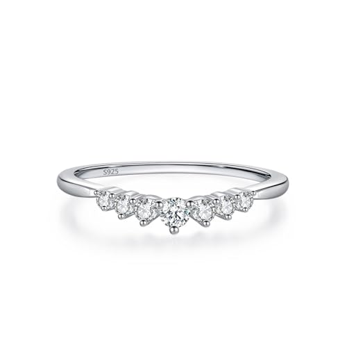 Wycian Verlobungsring Damen 54 Ring Kristallen 925er Sterlingsilber 1.1mm Eleganter Stil mit Kleinem Zirkon für Mutter Geburtstag von Wycian