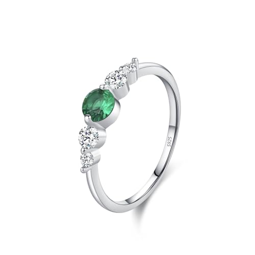 Wycian Verlobungsring Damen 54 Ring Kristallen 925er Sterlingsilber 1.2mm Abgestufte Einstellung für Frau Verlobung von Wycian