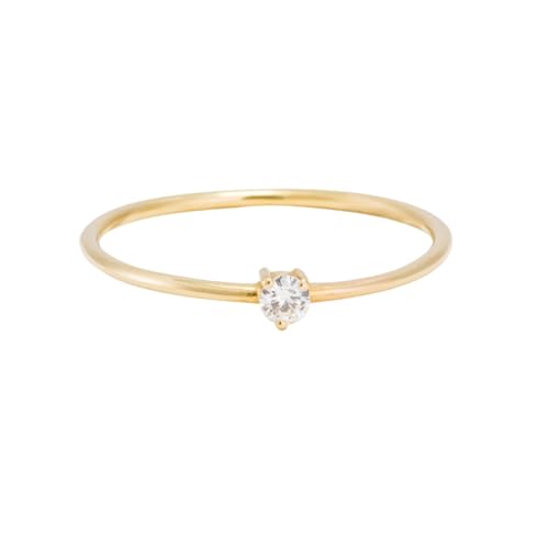 Wycian Verlobungsring Damen Breit Goldring Damen Wasserfest 9K Gelbgold Au375 3X3mm Runde Form Moissanit Größe 53 (16.9) Vorsteckring für Mutter Einfach von Wycian