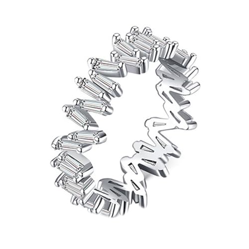 Wycian Verlobungsring Damen Damen Ringe Weissgold 14 Karat Au585 Trapezform Moissanit Größe 50 (15.9) Vorsteckring für Mutter Einfach Schmuck Geschenk von Wycian