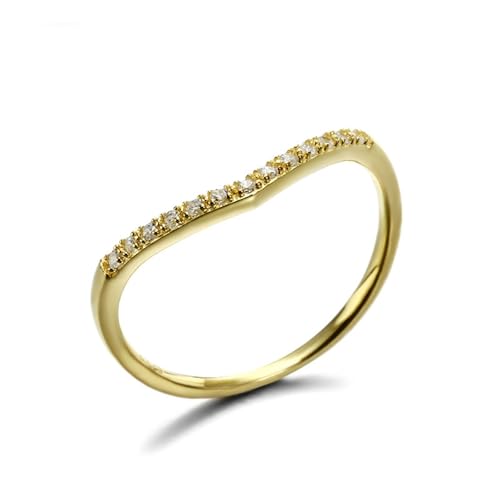 Wycian Verlobungsring Damen Diamant, 14K Ring Gelbgold Diamant Gelbgold Weiß Runde Form Größe 62 (19.7) für Vatertag von Wycian