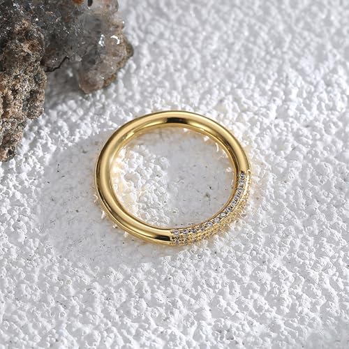 Wycian Verlobungsring Damen Gold Ring 18K Au750 Moissanit Zierlich Größe 62 (19.7) Klassisch für Tante Weihnachten Personalisiert von Wycian
