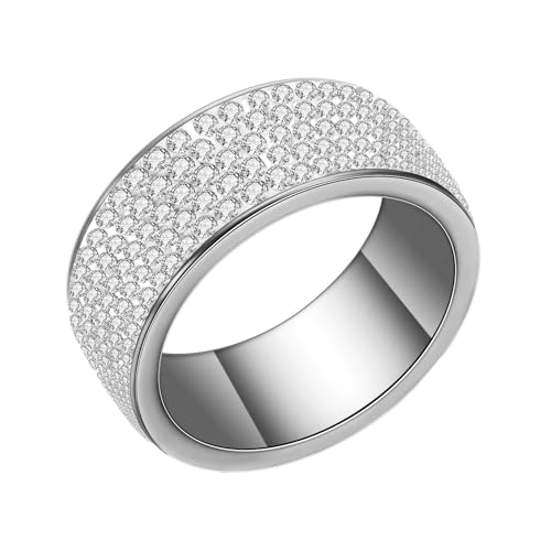 Wycian Verlobungsring Damen Infinity, Eternity Ring Silber Edelstahl Größe 49 (15.6) Einfach Poliert, Rechteckig, 6,6 mm Anpassbar für Frau Muttertag von Wycian