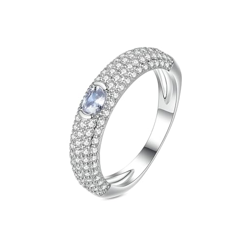 Wycian Verlobungsring Damen Infinity Trauringe Silber 18 Karat Weißgold Labordiamant Mikro-Pavé-Zirkonia Größe 54 (17.2) Klassisch für Frau Geburtstag Personalisierbar von Wycian