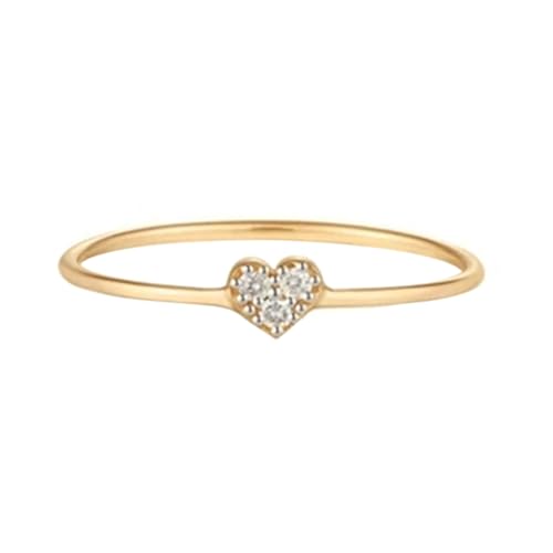 Wycian Verlobungsring Damen Klassisch Fingerring Damen mit Stein Gold 14 Karat Gelbgold Au585 Runde Form Moissanit Größe 57 (18.1) Vorsteckring von Wycian