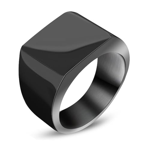 Wycian Verlobungsring Damen Nordisch, Ring Schmuck Edelstahl Schwarz Größe 60 (19.1) 6.2mm Einfach Poliert Rechteckig Anpassbar für Frau Vatertag von Wycian