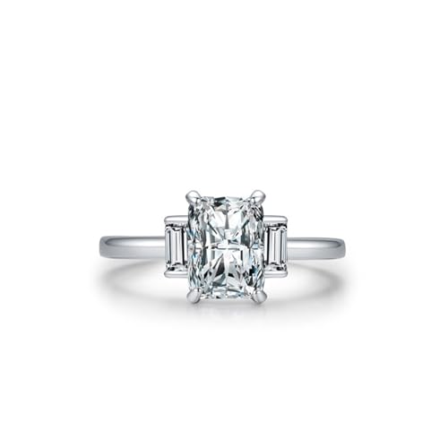 Wycian Verlobungsring Damen Verlobungsring Damen 925 1.7mm Zirkonia Eleganter Stil mit Rechteckigem Zirkon Größe 49 (15.6) für Frau Hochzeit von Wycian