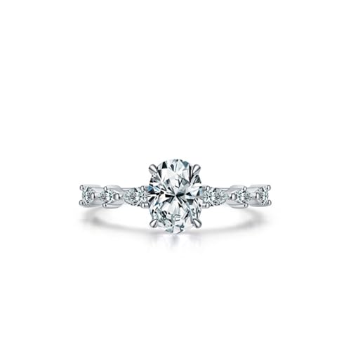 Wycian Verlobungsring Damen Vintage Hochzeitsring 925 Silber 1.7mm Zirkonia Einfacher Solitär mit Vier Zinken Größe 49 (15.6) für Mutter Neujahr von Wycian
