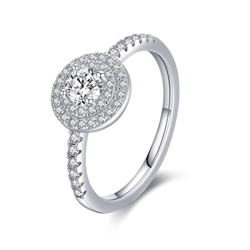 Wycian Verlobungsring Damen Vintage Moissanite Ring Ehering 9K Au375 4X4mm Runde Form Moissanit Größe 45 (14.3) Vorsteckring für Damen Beliebt Schmuck von Wycian
