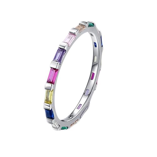 Wycian Verlobungsring Damen Vintage Ring Zirkonia Weißgold 9K Au375 Rechteckform Größe 57 (18.1) Vorsteckring für Lesben Klassisch Schmuck Geschenk von Wycian
