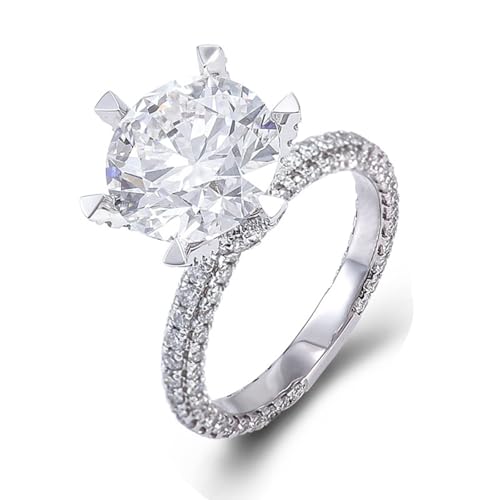 Wycian Verlobungsring Damen Zart Verlobungsring Weißgold 9 Karat Moissanit Runden Größe 54 (17.2) Elegant für Mutter Weihnachten Personalisierbar von Wycian