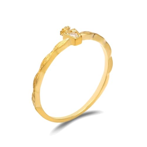 Wycian Verlobungsring Damen mit Stein, Damen Ring In Gold 18K Gelbgold Moissanit D Runde Form Größe 65 (20.7) für Neujahr von Wycian