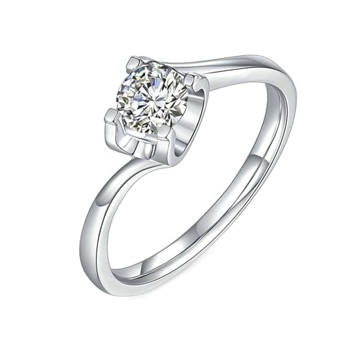 Wycian Verlobungsring Frauen, Hochzeitsringe Silber 925 Größe 63 (20.1) 0.5 Moissanit 0.5Ct Rundschliff Weiß Gravur Für Jahrestag von Wycian