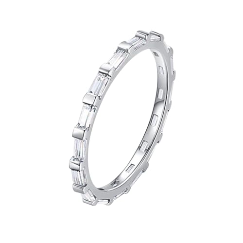 Wycian Verlobungsring Frauen Eheringe In Weißgold 14 Karat Au585 1.7mm Rechteckform Moissanit Größe 47 (15.0) Vorsteckring für Frau Beliebt Schmuck von Wycian