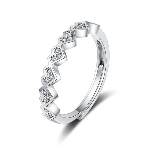 Wycian Verlobungsring Frauen Ring 18K Silber 18 Karat Weißgold Moissanit Herzförmiger Zirkonia Größe 49 (15.6) Klassisch für Schwester Weihnachten Personalisierbar von Wycian