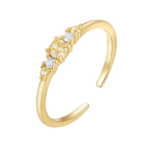 Wycian Verlobungsring Frauen Ring Modeschmuck Gold 9K Gelbgold Au375 3X3mm Runde Form Citrin Größe 50 (15.9) Vorsteckring für Schwester Modern Schmuck von Wycian