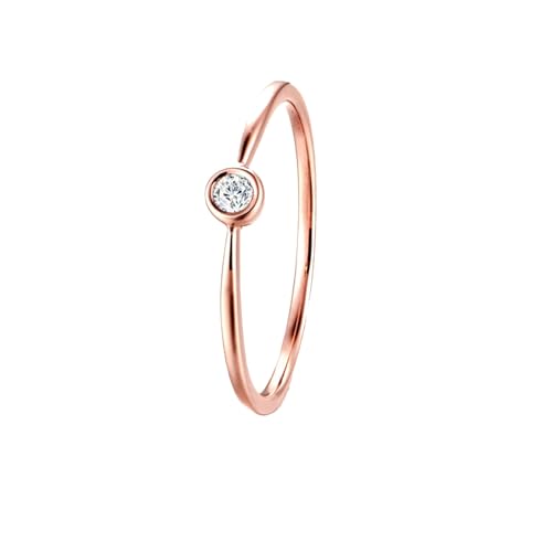 Wycian Verlobungsring Natur, Ringe Rosegold Damen 9K Größe 54 (17.2) Moissanit Rundschliff Weiß Npassbar Für Neujahr Eheringe Natur von Wycian