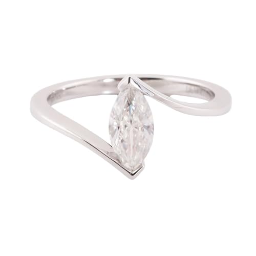 Wycian Verlobungsring Natur Ring Moissanite 9 Karat Weißgold Solitär-Marquise-Form Größe 61 (19.4) Elegant für Mutter Weihnachten Personalisierbar von Wycian