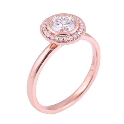 Wycian Verlobungsring Nordisch Ringe Rosegold Verlobung 14 Karat Roségold Moissanit Rund mit Moissanit 3Ct Größe 61 (19.4) Elegant für Frau Weihnachten Personalisiert von Wycian