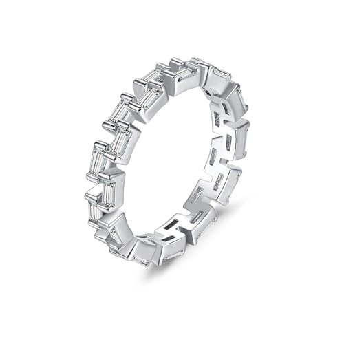 Wycian Verlobungsring Nordisch Trauringe In Weißgold Silber 18 Karat Labordiamant Geometrisch mit Rechteck Zirkonia Bunt Größe 57 (18.1) Klassisch für Mutter Valentinstag Personalisierbar von Wycian