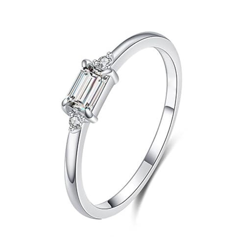 Wycian Verlobungsring Unique Ring Moissanite Damen 9K Au375 3X5mm Rechteckform Moissanit Größe 50 (15.9) Vorsteckring für Lesben Klassisch Schmuck Geschenk von Wycian