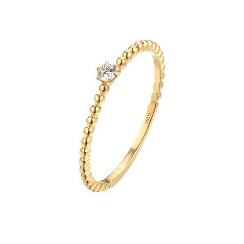 Verlobungsring Vintage, Gold Ringe Frauen 18K Größe 56 (17.8) Diamant Rundschliff Weiß Npassbar Für Abschluss Damen Ring Zart von Wycian