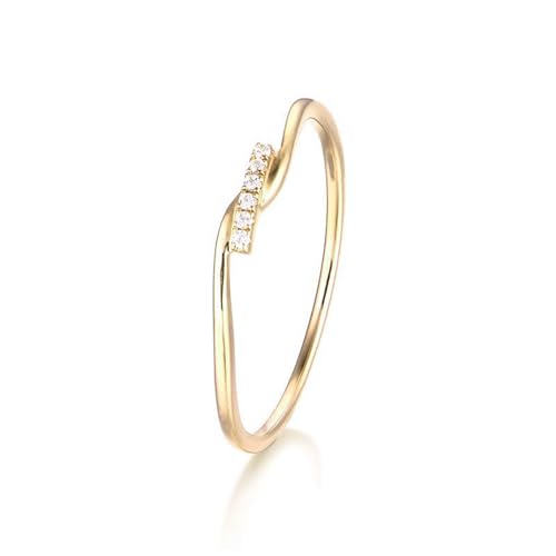 Wycian Verlobungsring Vintage Damen, Ringe Frauen Gold Boho 9 Karat Gelbgold 2.6Mm Größe 63 (20.1) Moissanit Rundschliff Weiß Npassbar Für Verlobung von Wycian