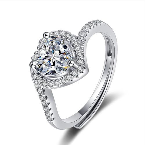 Wycian Verlobungsring Vintage Damen Damen Ringe Weißgold Silber 18 Karat Labordiamant Unendlichkeitsherz mit Zirkonia Größe 52 (16.6) Klassisch für Mutter Abschluss Personalisiert von Wycian