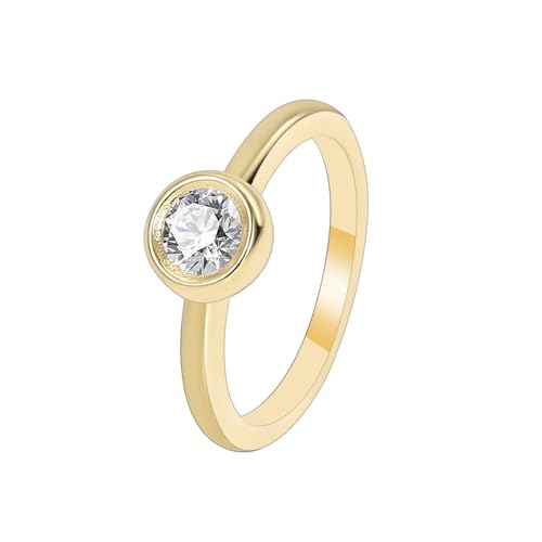 Wycian Verlobungsring mit Gravur Eheringe 750Er Gold 18K Au750 Moissanit Solitär Größe 54 (17.2) Klassisch für Tante Weihnachten Personalisiert von Wycian