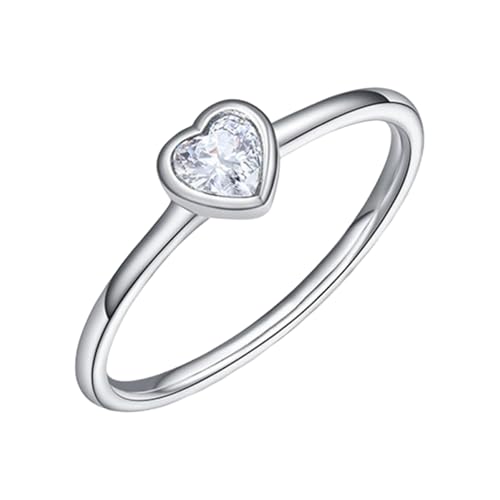 Wycian Verlobungsring mit Gravur Freundschaftsringe Weiß Gold 14 Karat Au585 6mm Runde Form Moissanit Größe 47 (15.0) Vorsteckring für Lesben Klassisch von Wycian