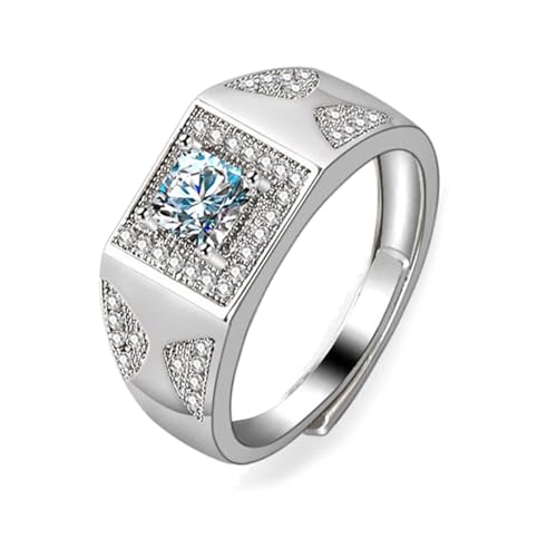 Wycian Verlobungsringe Herren Ringe Silber Mann 18 Karat Weißgold Labordiamant Siegelring mit Zirkonia Größe 72 (22.9) Klassisch für Frau Weihnachten Personalisierbar von Wycian