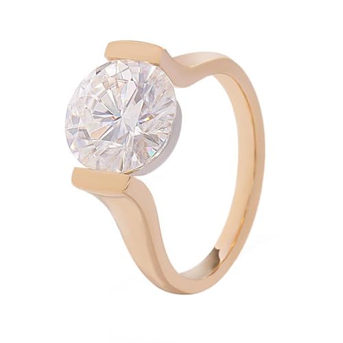 Wycian Zierlicher Ring Band Ring Gold Gelb 9K Gold Moissanit Solitär mit Rundem Moissanit 1 Ct Größe 53 (16.9) Elegant für Lesben Valentinstag Personalisiert von Wycian